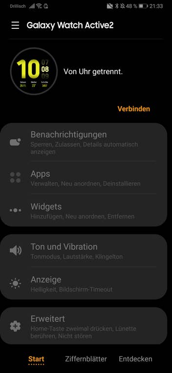 Samsung Galaxy Watch Active 2 App-Screenshot