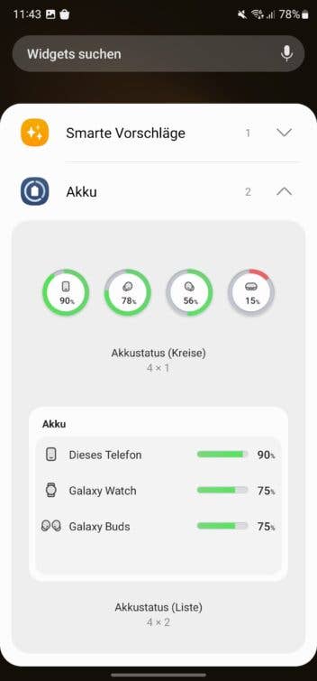 Das neue Akku-Widget in One UI 5.1