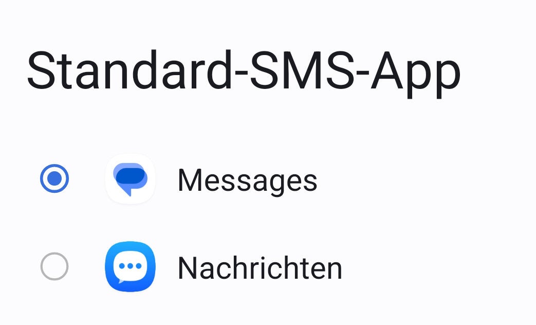 Samsung SMS-App neben dem Nachfolger von Google