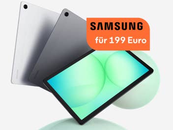 Samsung Galaxy Tab A11+ in verschiedenen Farben, daneben der Hinweis, dass es das Tablet jetzt für 199 Euro gibt
