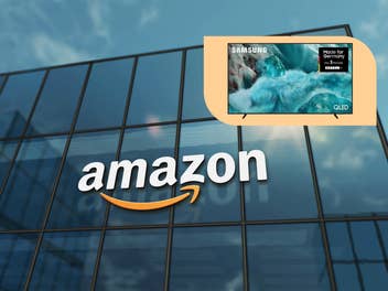 Amazon-Gebäude mit Samsung Fernseher