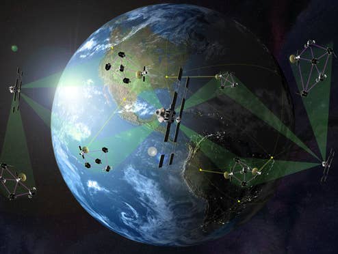 Satelliten drehen sich um die Erde