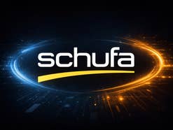 Schufa-Schriftzug mit einem schwarzen Hintergrund