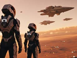 Astronauten auf einem Planeten