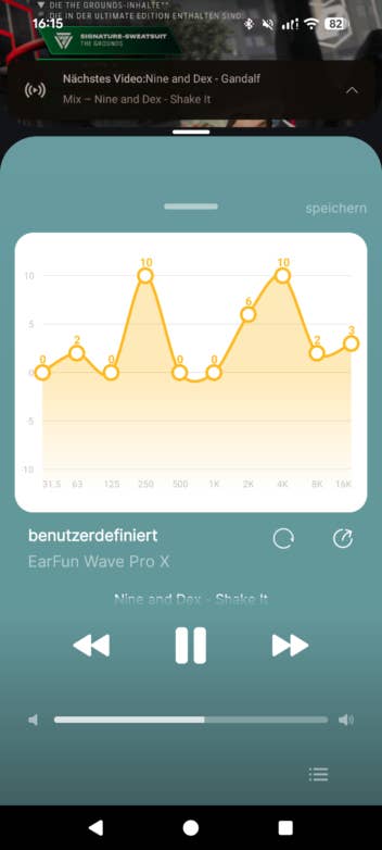 Screenshot der EQ-Funktion in der App