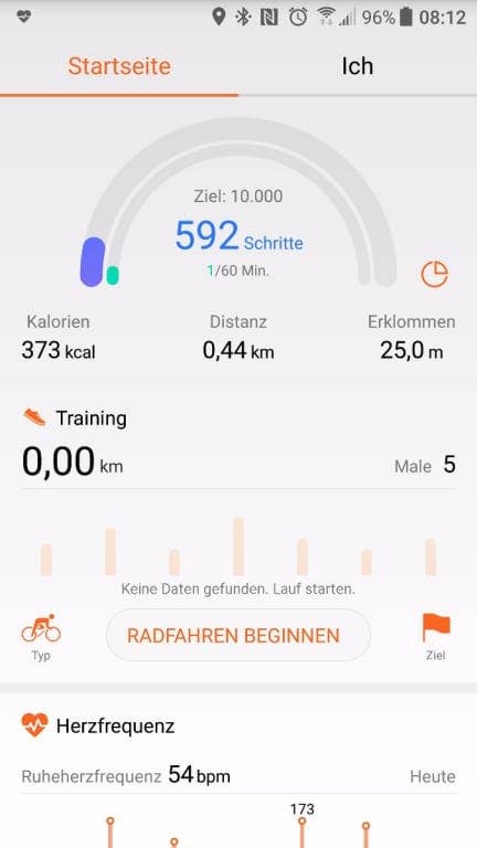 Screenshot der Huawei Health App
