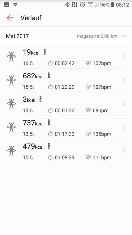 Screenshot der Huawei Health App