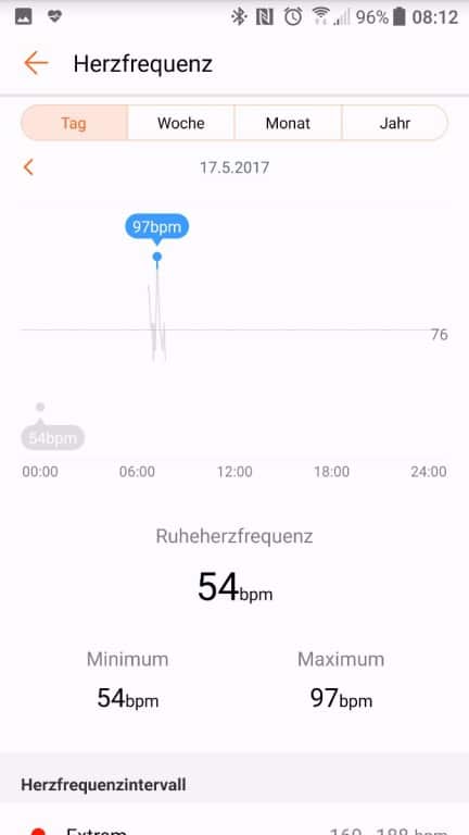 Screenshot der Huawei Health App