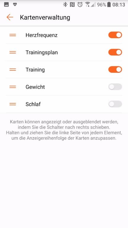 Screenshot der Huawei Health App