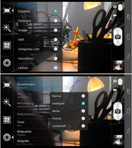 Screenshot vom Kamerainterface des Huawei Ascend Mate