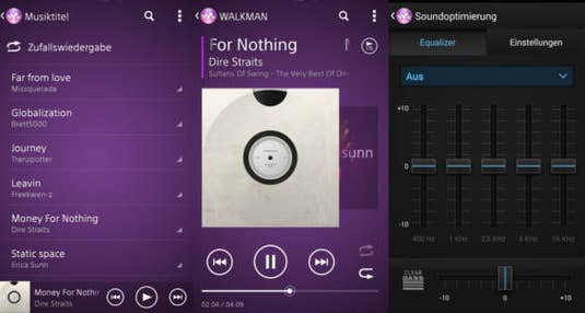 Screenshot von der Walkman-App des Sony Xperia Z2