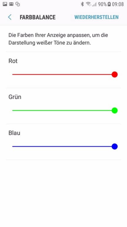 Screenshots der Display-Einstellungen des Samsung Galaxy J5 (2017) DUOS