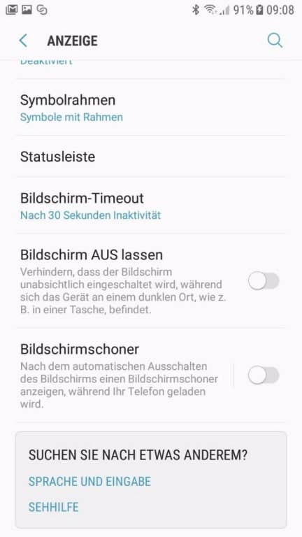Screenshots der Display-Einstellungen des Samsung Galaxy J5 (2017) DUOS