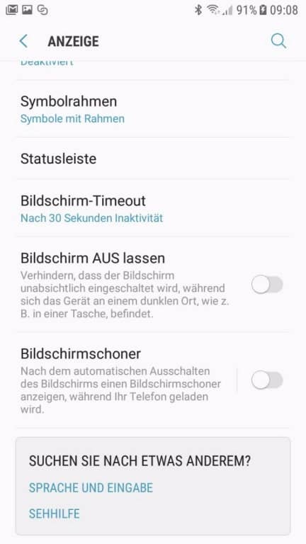 Screenshots der Display-Einstellungen des Samsung Galaxy J5 (2017) DUOS
