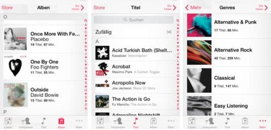 Screenshots der iOS-7-Musik-App