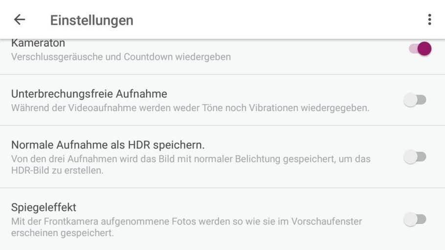 Screenshots der Kamera-App des BQ Aquaris V