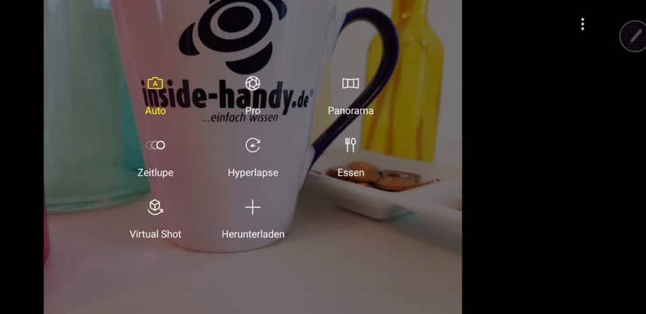 Screenshots der Kamera-App des Galaxy Note 8