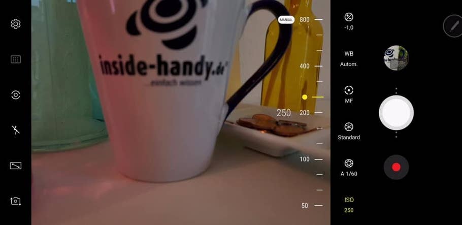 Screenshots der Kamera-App des Galaxy Note 8