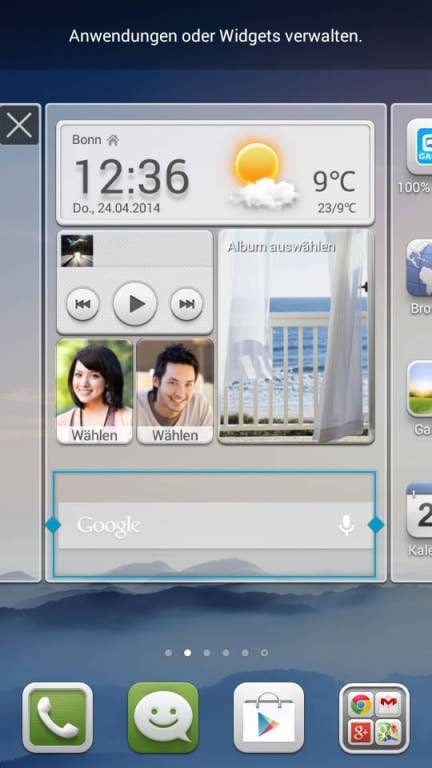 Screenshots der Nutzer-Oberflcähe auf dem Ascend G6