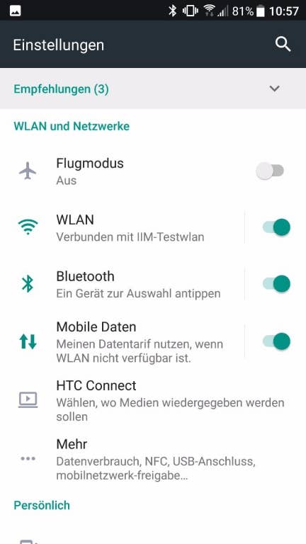 Screenshots der Sense-Oberfläche des HTC U Ultra