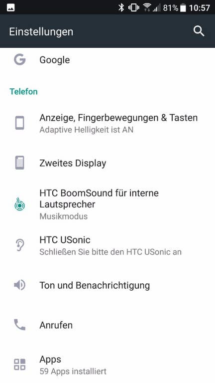 Screenshots der Sense-Oberfläche des HTC U Ultra
