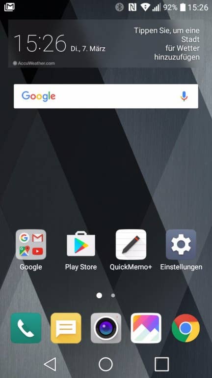 Screenshots der Software des LG K8 (2017)