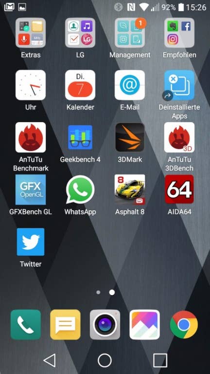 Screenshots der Software des LG K8 (2017)