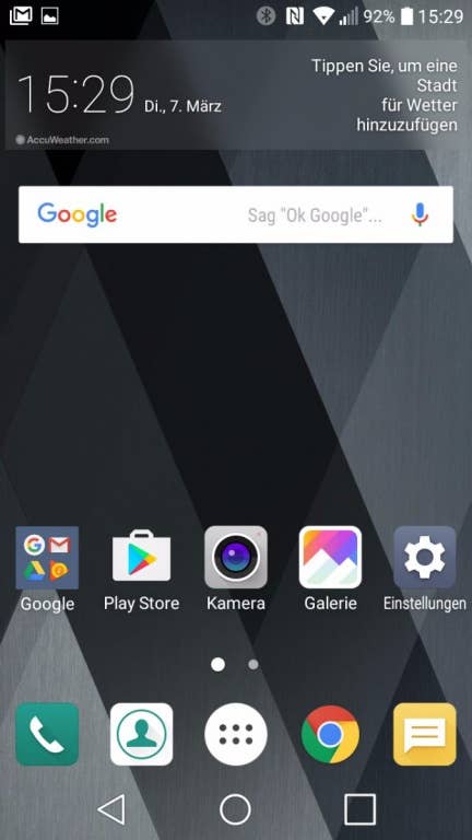 Screenshots der Software des LG K8 (2017)