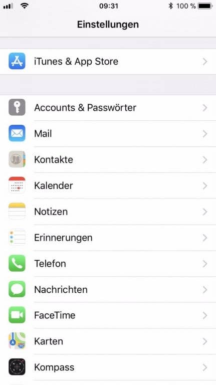 Screenshots des Apple iPhone 8