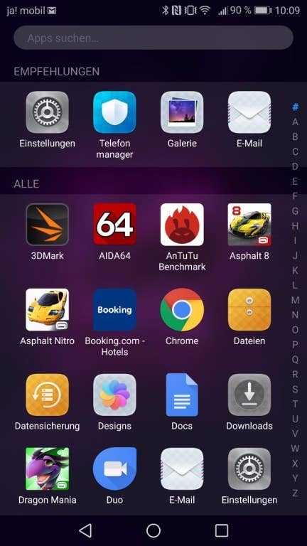 Screenshots des Honor 8 Pro im Test