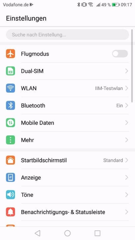 Screenshots des Huawei Nova 2