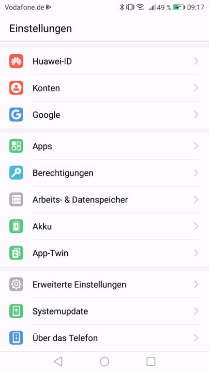 Screenshots des Huawei Nova 2