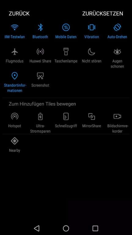 Screenshots des Huawei Nova 2