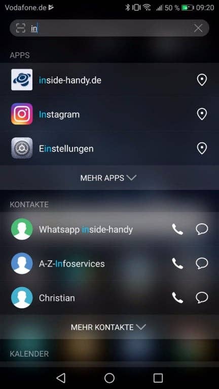 Screenshots des Huawei Nova 2