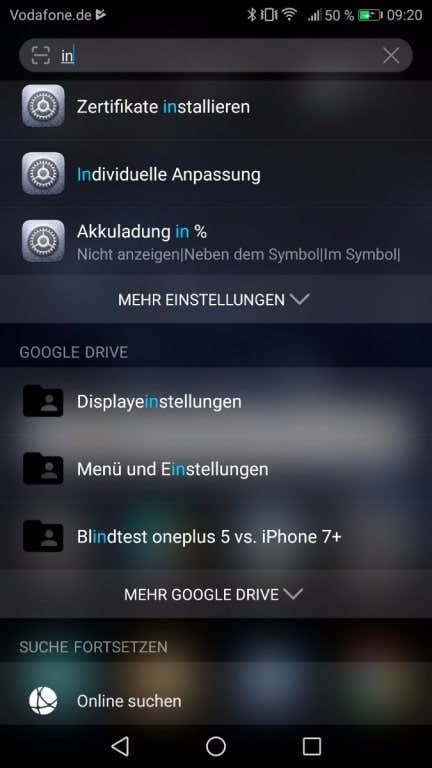Screenshots des Huawei Nova 2