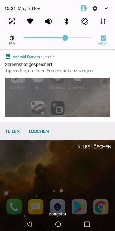 Screenshots des LG V30