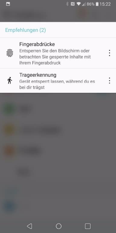 Screenshots des LG V30