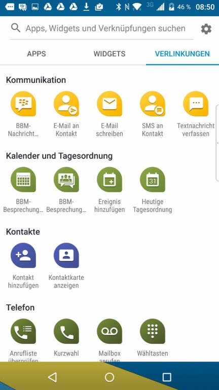Screenshots des Menüs des Blackberry Priv im Test von inside-digital.de