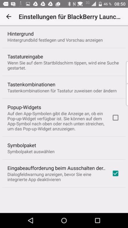 Screenshots des Menüs des Blackberry Priv im Test von inside-digital.de