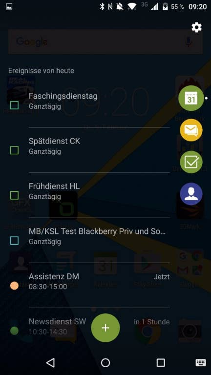 Screenshots des Menüs des Blackberry Priv im Test von inside-digital.de