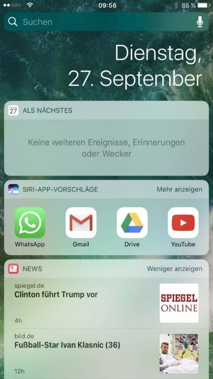 Screenshots des Menüs des iPhone 7 Plus