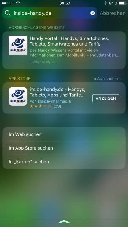 Screenshots des Menüs des iPhone 7 Plus