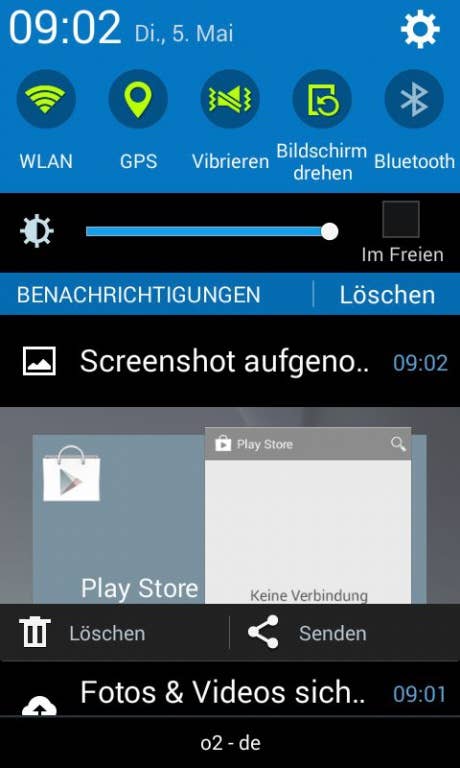 Screenshots des Menüs des Samsung Galaxy Xcover3