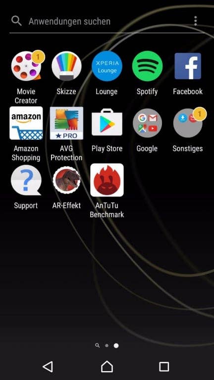 Screenshots des Menüs des Sony Xperia XA1 Ultra