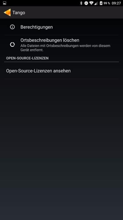 Screenshots des Menüs und der Einstellungen des Lenovo Phab 2 Pro