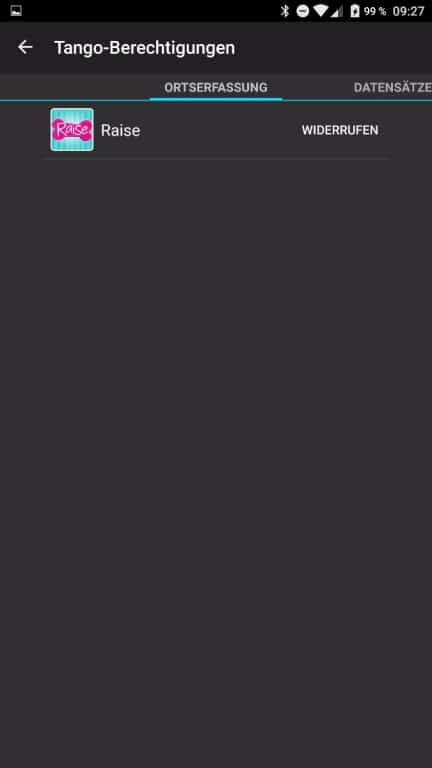 Screenshots des Menüs und der Einstellungen des Lenovo Phab 2 Pro