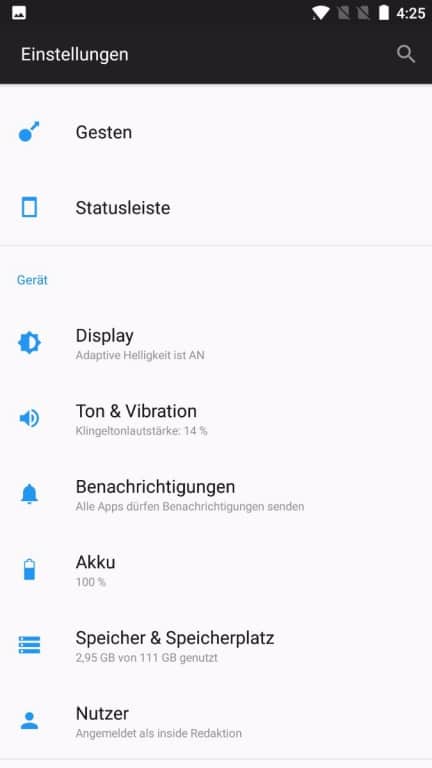 Screenshots des OnePlus 5 im Test