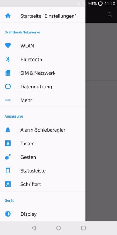 Screenshots des OnePlus 5T