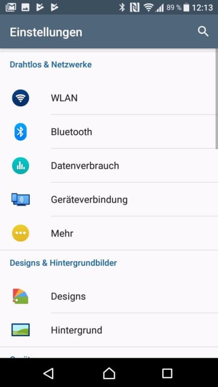 Screenshots des Sony Xperia L1