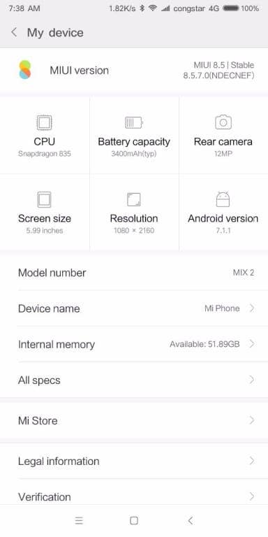 Screenshots des Xiaomi Mi Mix 2